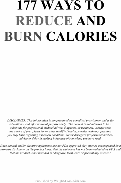 Product picture 177 Ways to Reduce and Burn Calories LOSE WEIGHT FAST