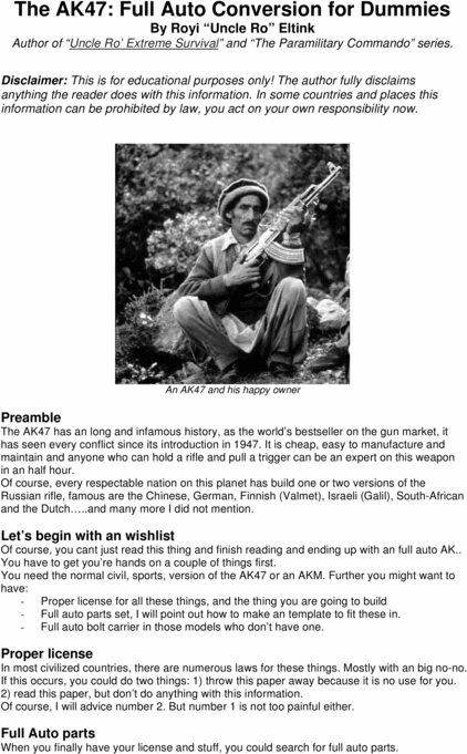 Product picture The AK47 - Full Auto Conversion for Dummies