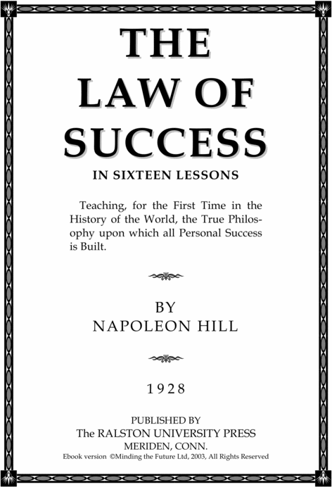 Product picture The Law Of Success In 16 Lessons By Napoleon Hill