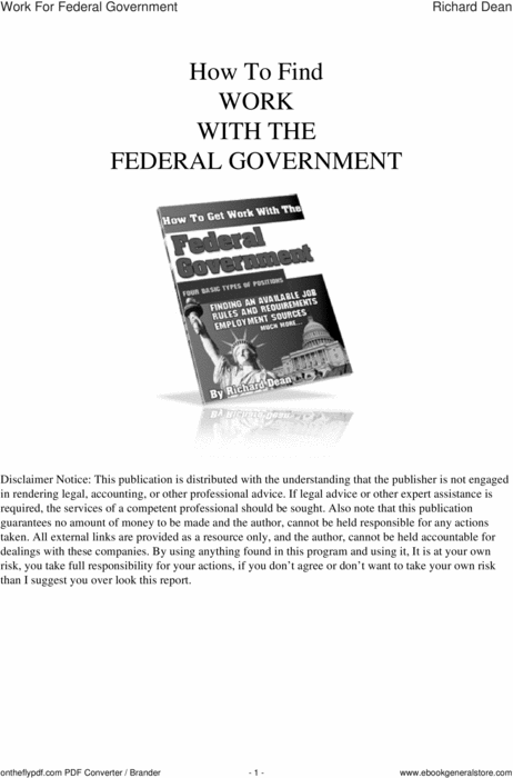 Product picture WORK WITH THE FEDERAL GOVERNMENT