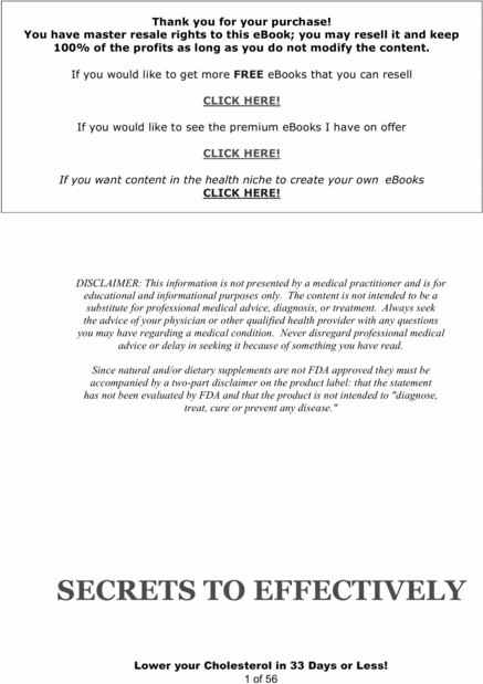 Product picture Lower Your Cholesterol In Just 33 Days